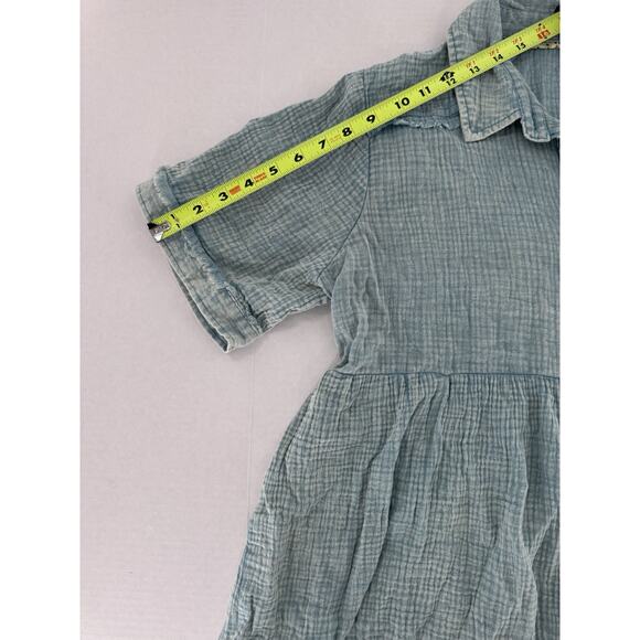 Umgee Tunic Top Sz XL Lagenlook Artsy Beach Raw Hem Guaze Blue Boho Loose Fit - Picture 8 of 12